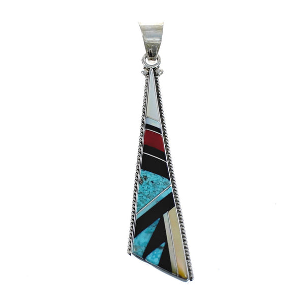 Native American Navajo Multicolor Multistone Inlay Pendant JX124406